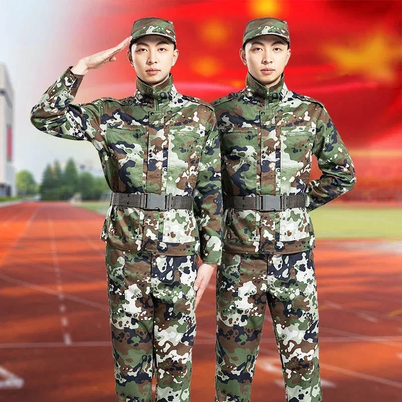 Camouflage Suit for Men Summer Outdoor Training Clothing College Students Full Training Uniform Women Polyester