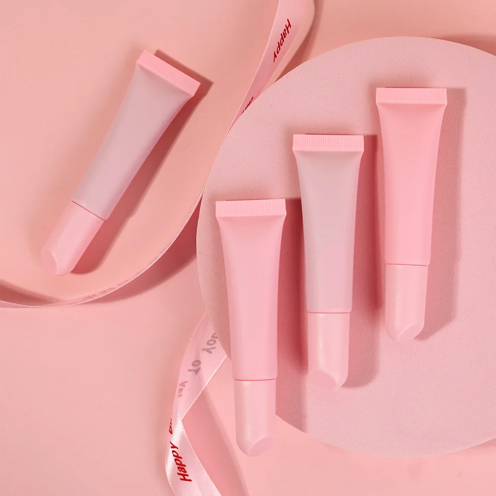 Squeeze Tubes Lip Gloss Package Pink Soft Silicone Mouth Lip Gloss Tube Empty Digital Printing Candy Lipstick Logo Customization