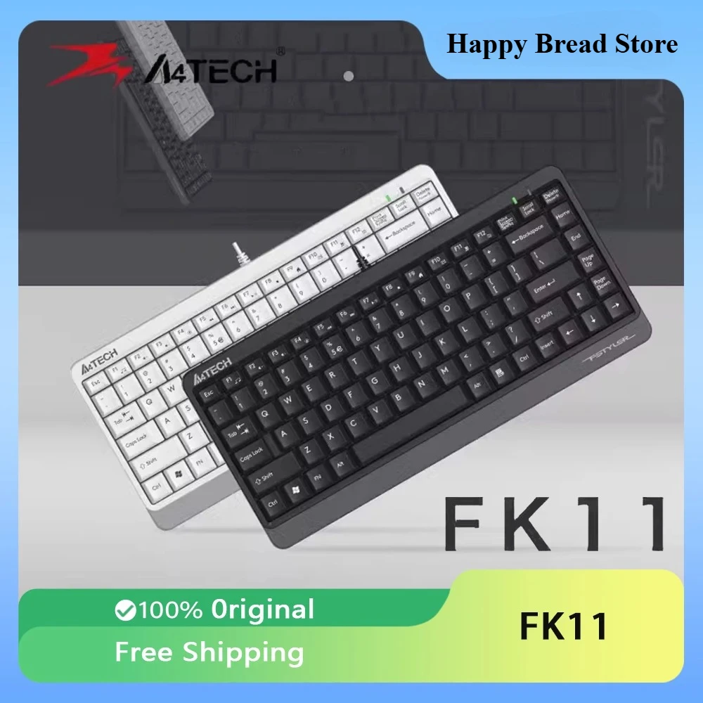 

A4TECH Fk11 Wired Keyboard Portable USB 87 Key Office Home Laptop Mini Mute Wired Keyboard PC laptop Accessories