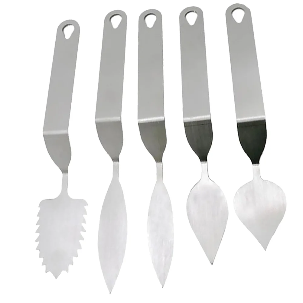 

5 Pcs Leaf Chocolate Spatula Stainless Steel Molds Mousse Cake Baking Tool