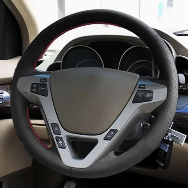 

Hand Braids on Car Steering Wheel Cover Protection Soft Perforated Leather Trim For Acura MDX 2007 2008 2009 2010 2011 2012 2013