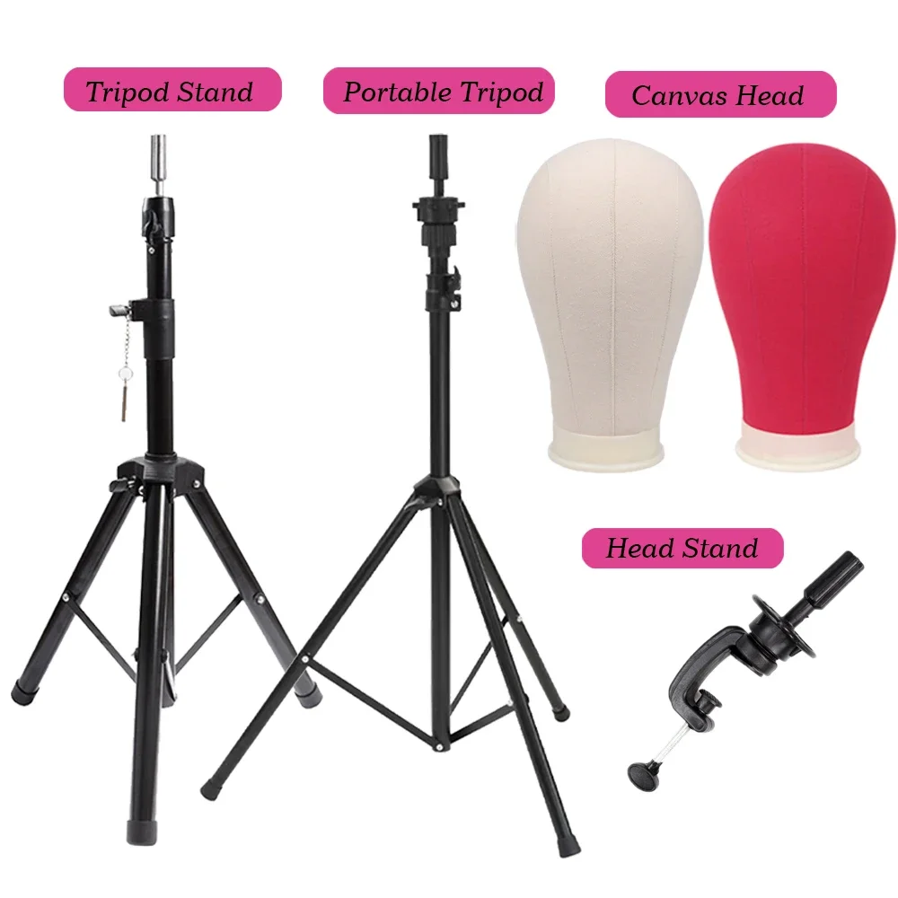 Nunify المعرضة رئيس شعر مستعار حامل الوردي 22 "قماش رئيس 21-25" شعر مستعار رئيس حامل قابل للتعديل حامل ثلاثي القوائم الباروكات صنع أدوات العرض #2