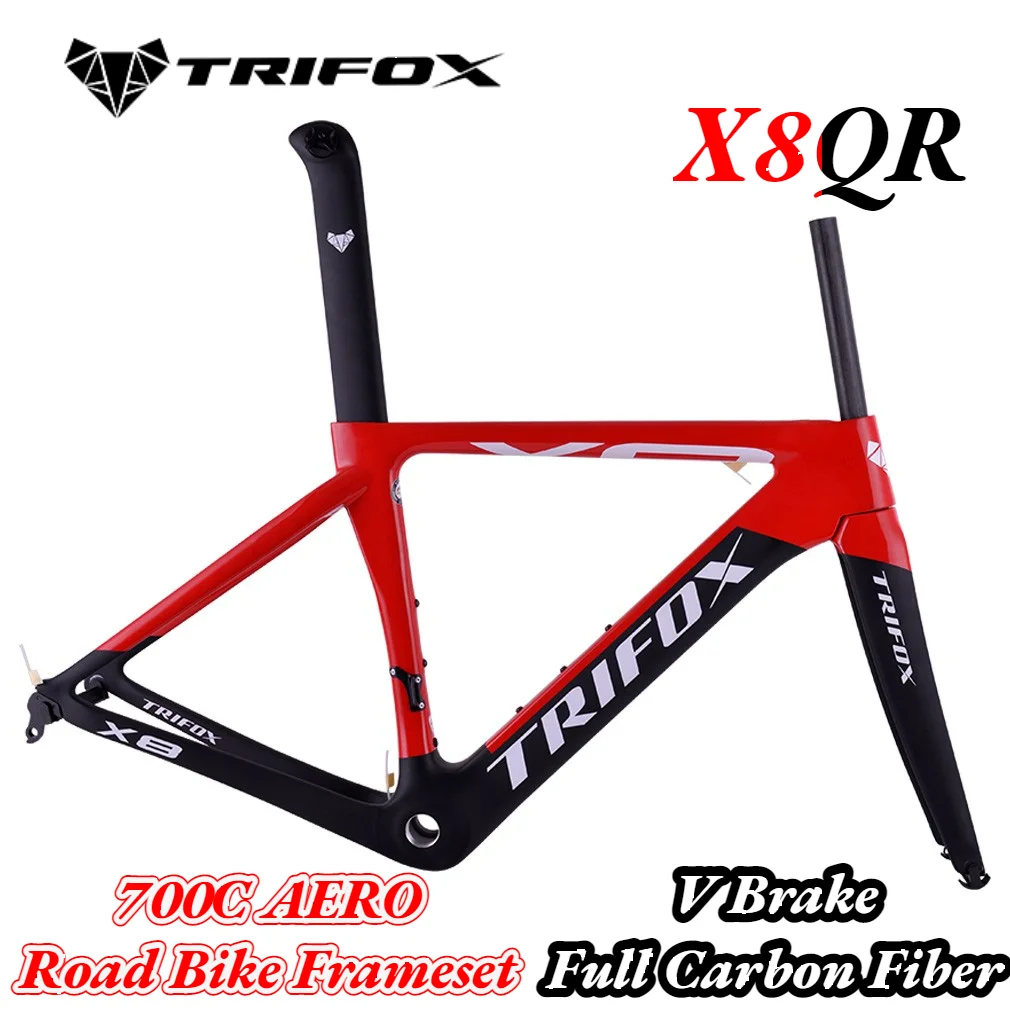 TRIFOX X8QR Carbon Road Frame Yellow / Red  Quick Release Aero Racing Bicycle Frameset fork Seatpost 48 / 51 / 54 / 56