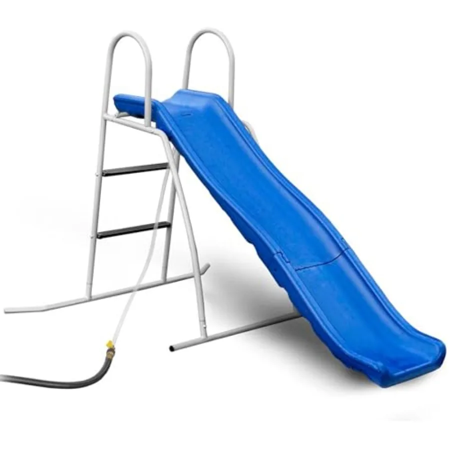Backyard water wave slide with 6' sliding tarp, polyethylene material, blue color, built-in adjustable water sprinkler for easy