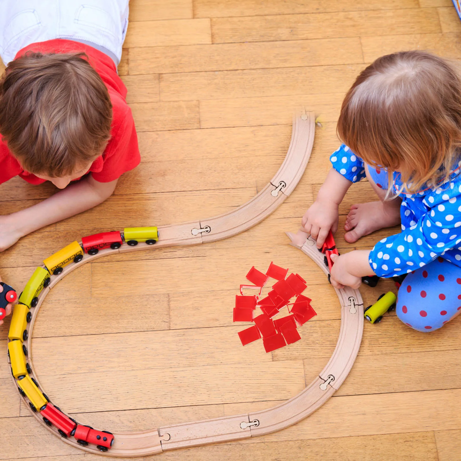 20Pcs Red Plastic Train Track Clips Durable Railway Fasteners Expandable Train Set Accessories for Kids Playtime