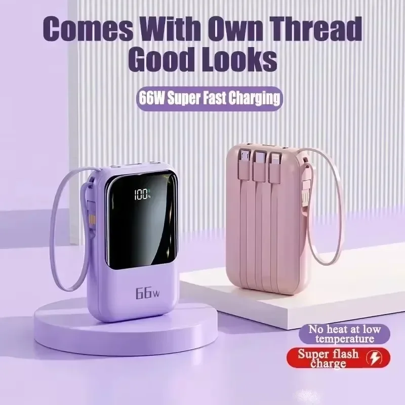 باور بانك صغير 66 وات بقدرة 30000 مللي أمبير في الساعة شحن سريع شاحن محمول بطارية احتياطية خارجية لهاتف آيفون وهواوي وشاومي باور بانك