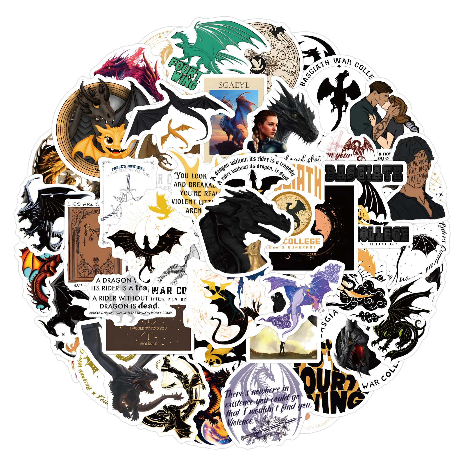 120Pcs New Fourth Wing Graffiti Stickers DIY Luggage Laptop Phone Guitar Car Bike Skateboard Decals Kids Toy ﻿