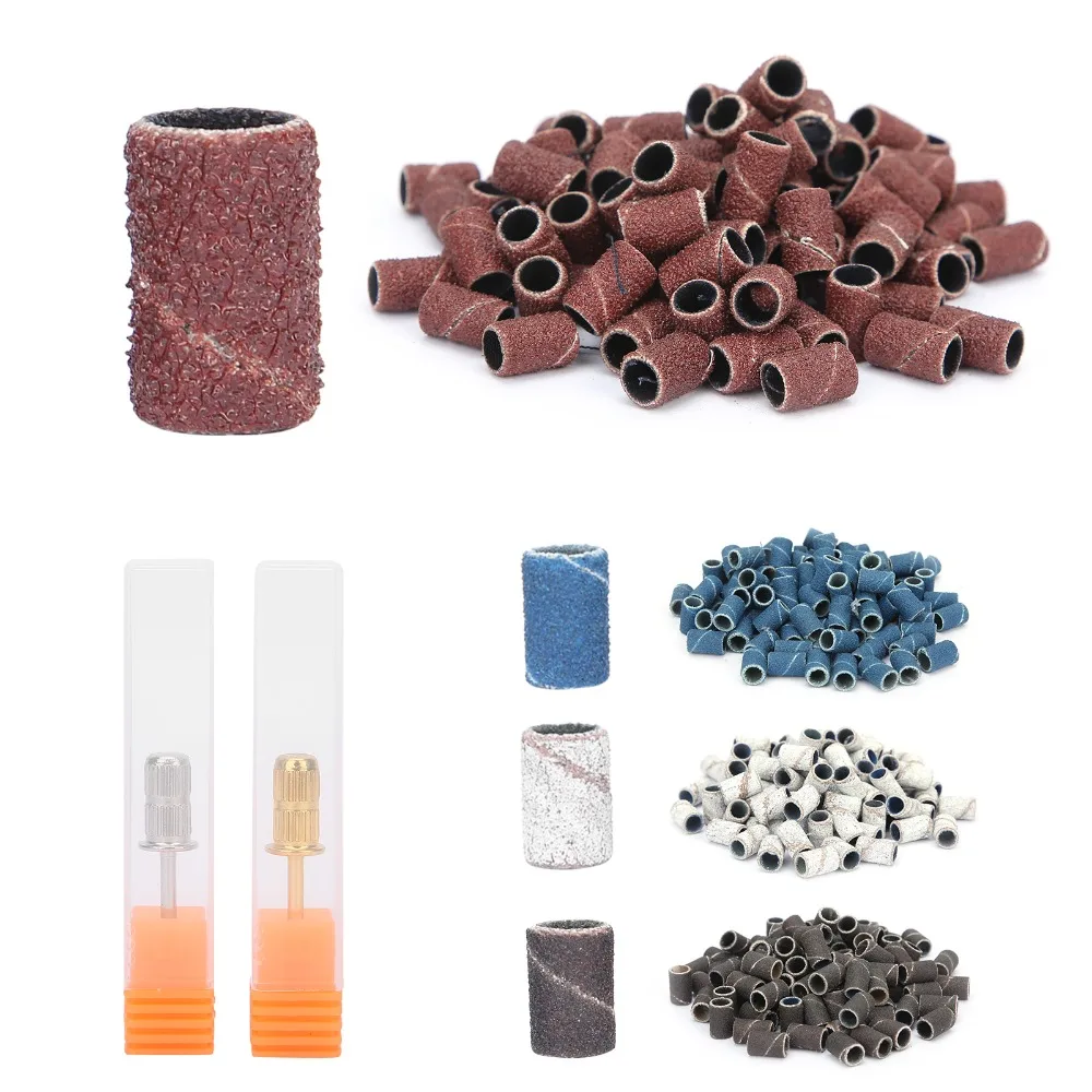 400 Pcs With Shaft Sanding Bands Fine Grit Grinding Sand Nail Sanding Bands Manicure Sanding Bands For Nail Artist 5