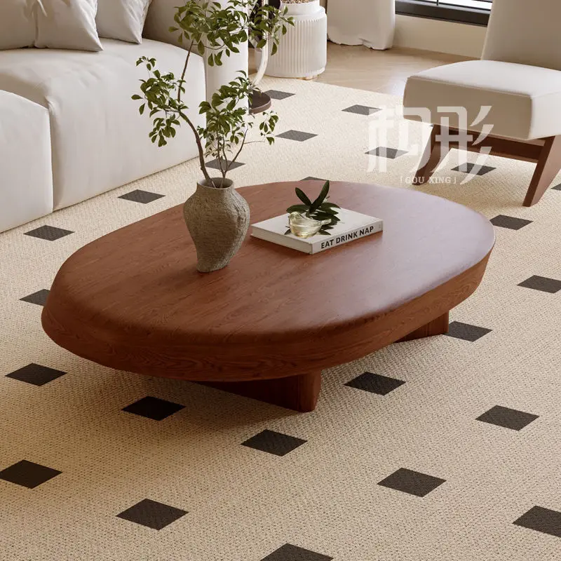 Antique solid wood coffee tea table household 2026 new small apartment special-shaped simple creative log living room Nordic
