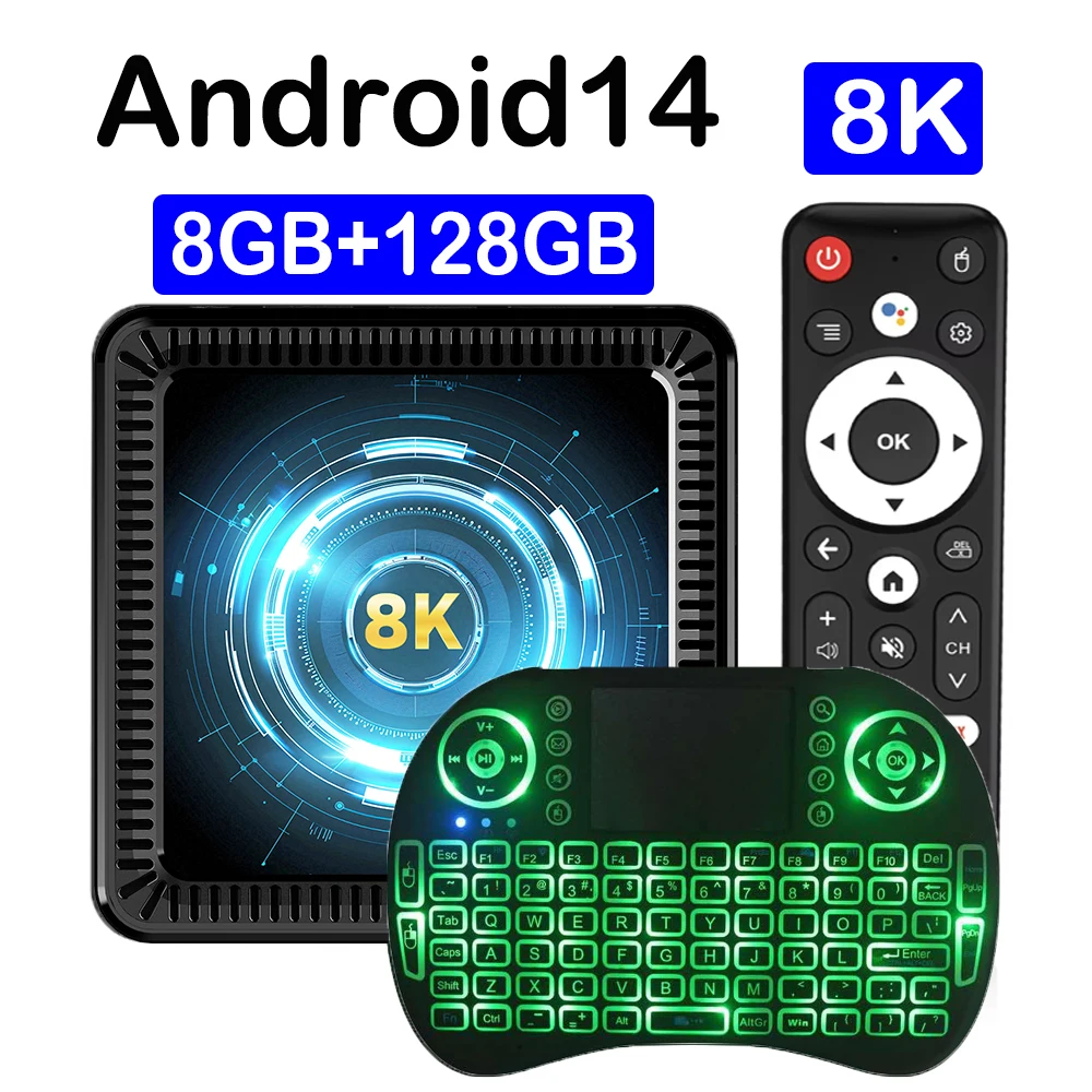 Q19 Android 14 8GB 128GB Smart TV Box Allwinner H618 Google Assistant Bluetooth 5.4 Dual Wifi 5G Netflix سريع جدًا Set Top Box
