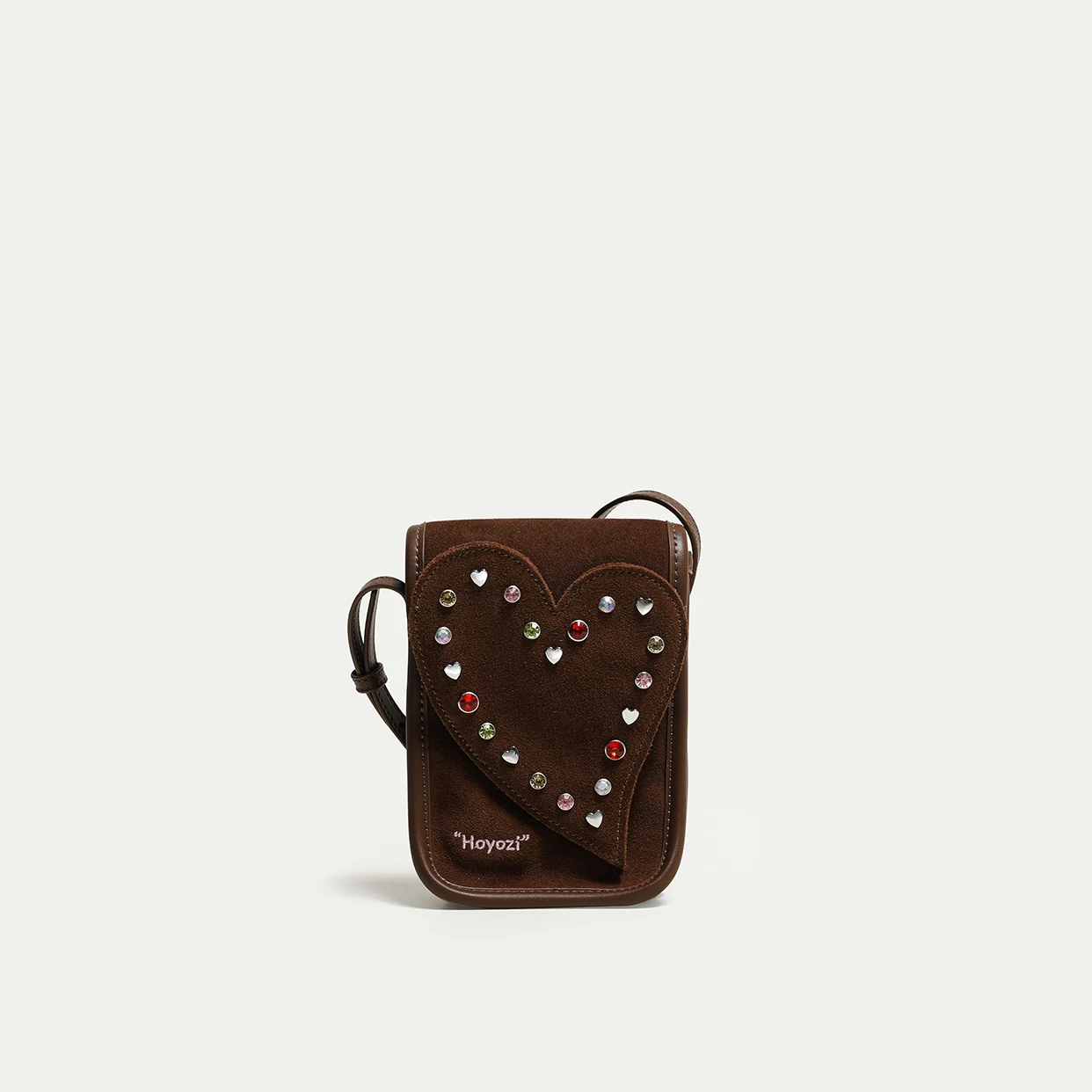 

Casual matte leather love drill messenger mobile phone bag