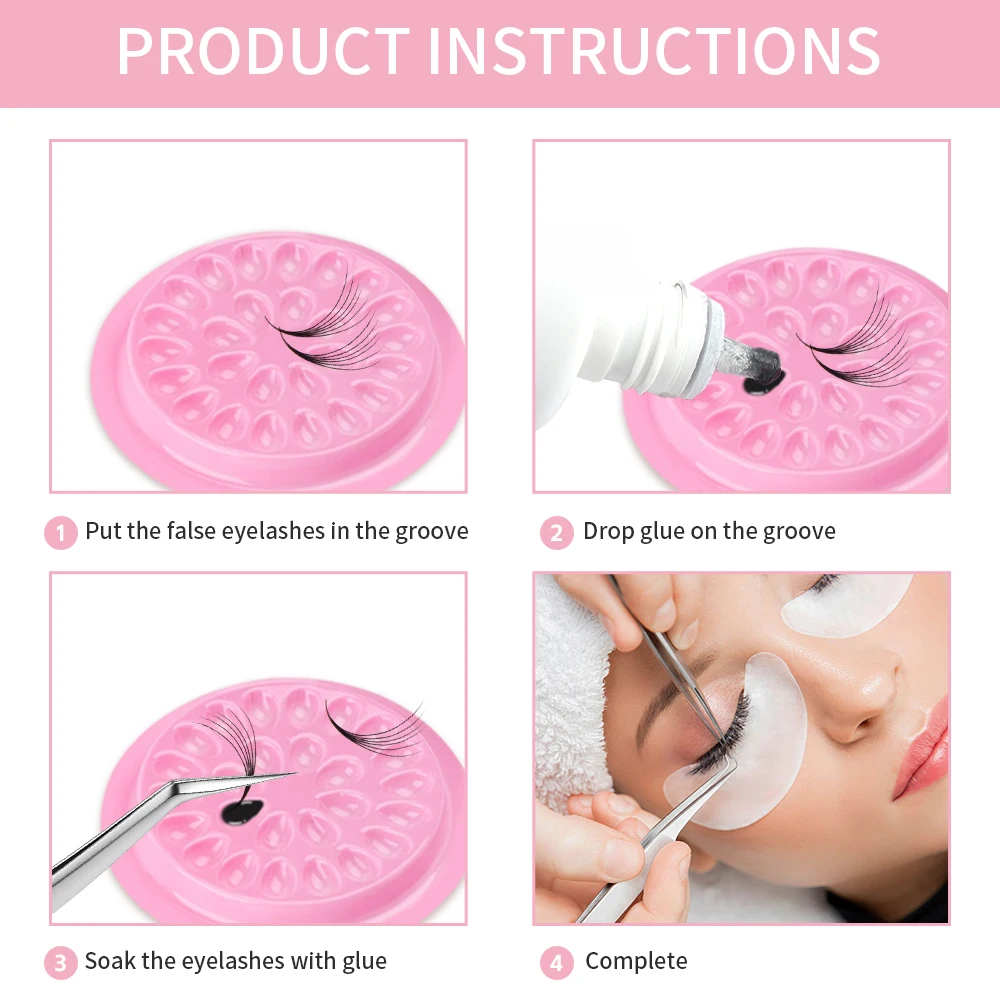 40/80 stücke Wimpern Kleber Halter Tablett Wimpern Verlängerung Lash Lifting Liefert Zubehör Make-Up-Tool Einweg Kleber Halter Tablett – Detail 4
