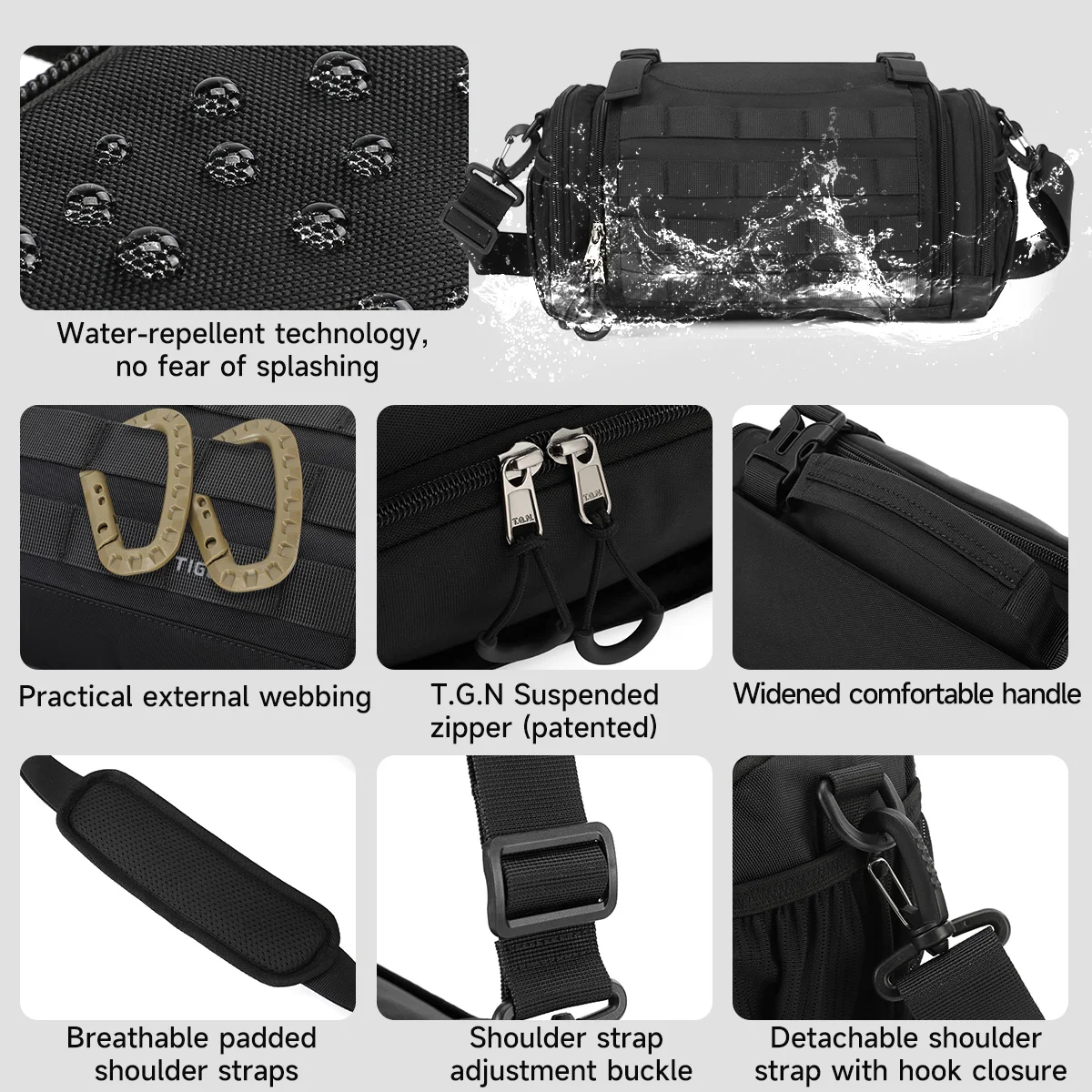 Tigernu Men's Shoulder Bag Tactical Crossbody Bag Mens Bags Outdoor Bag Bicycle Hanging Bag Sport Cycling Shoulder Bag Messenger