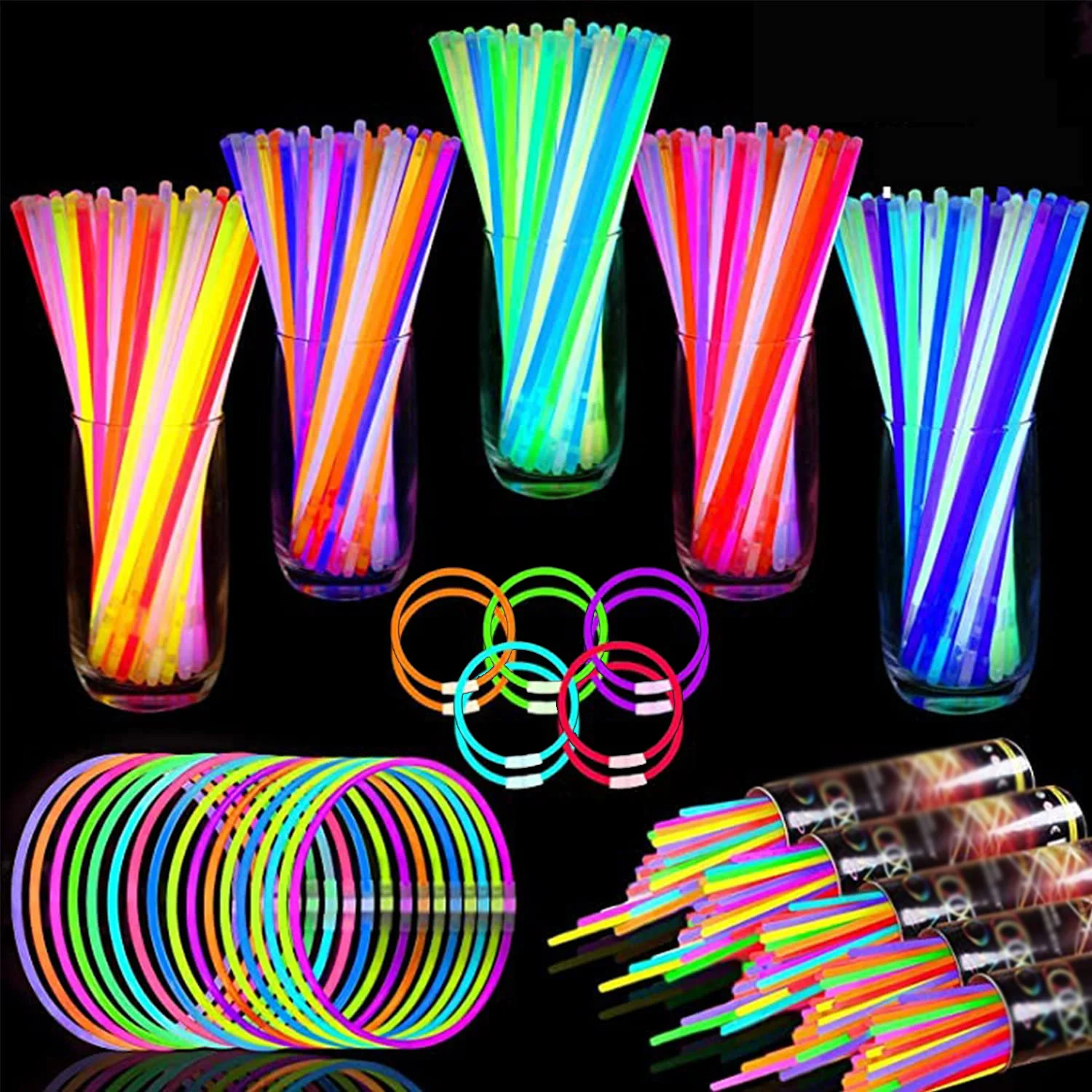 

Glow Sticks Party Fluorescence Light Glow In The Dark Bracelet Necklace Neon Wedding Birthday Party Props Decor