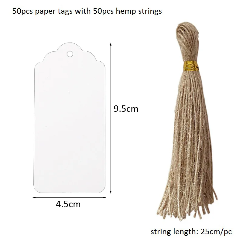 Kraft Paper Tags with Strings, 50pcs