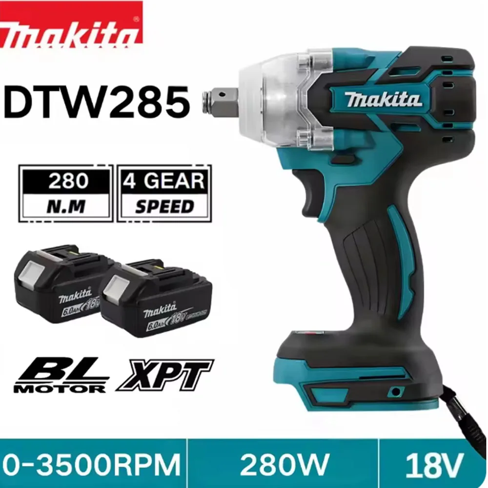 

Makita DTW285 18V Brushless Electric Screwdriver 280N.m 1/2" Socket Rechargeable Drill Driver Compatible with Makita 18V Battery