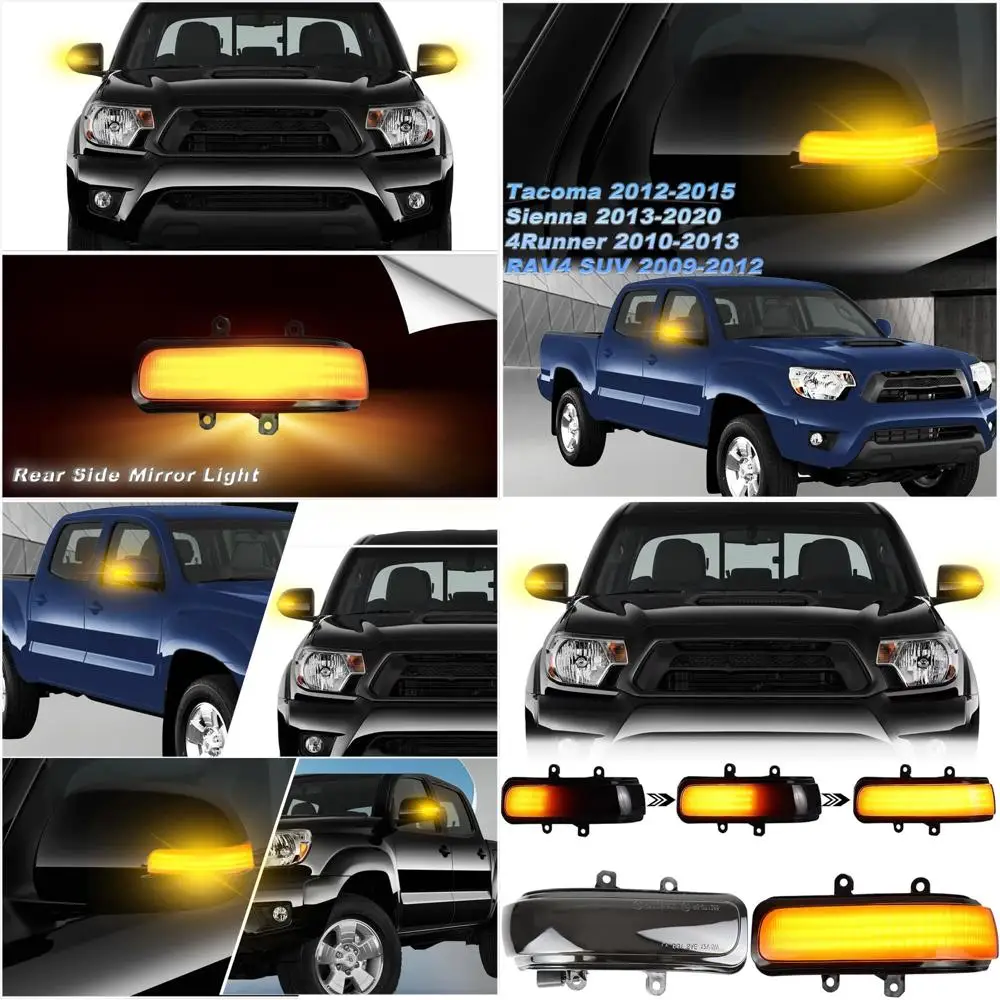 

Янтарные дымчатые светодиодные габаритные фонари на боковые зеркала для 2012-2015 Tacoma, 2013-2020 Sienna, 2010-2013 4Runner, 2009-2012 RAV4 с Dynami