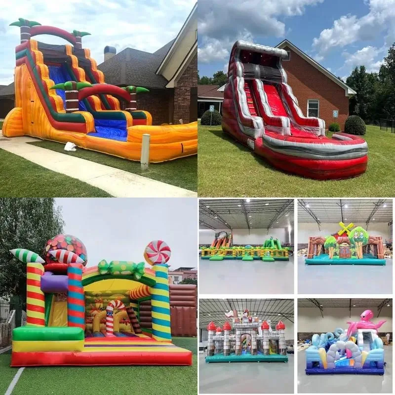 Giant Inflatable Theme Park Combo Playground Bounce House Slide Obstacle Course Outdoor Large Amusement Facility