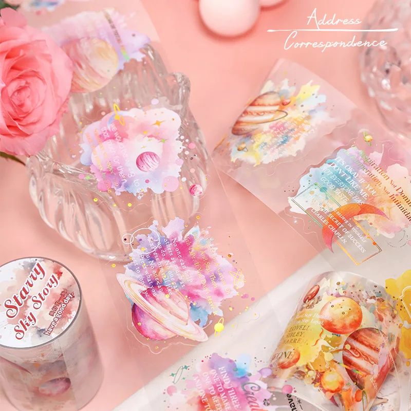 2 Stijl 3 Rolls/bag Sterrennacht Verhaal Serie Aquarel Swoosh Stempelen Backing Tape DIY Handboek Creatief Materiaal