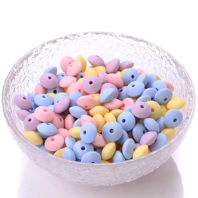 50Pcs/Lot 12mm Silicone Spacer Beads for DIY Charms Newborn Nursing Accessories Necklace Pacifier Chain Teething Toy BPA Free