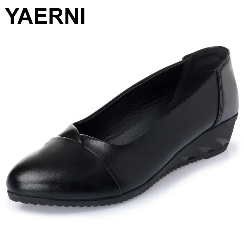 

YAERNI New Spring Autumn Women Flat Shoes Comfortable Soft Real Leather Shoes Casual Sh Women Flats Wild Loafer Shoes E449