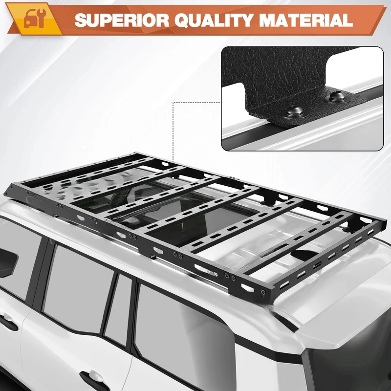 Carbon Steel Heavy Duty Roof Luggage Basket Cargo Storage Holder Offroad Exterior Accessories for Prado LC250 2024-2025