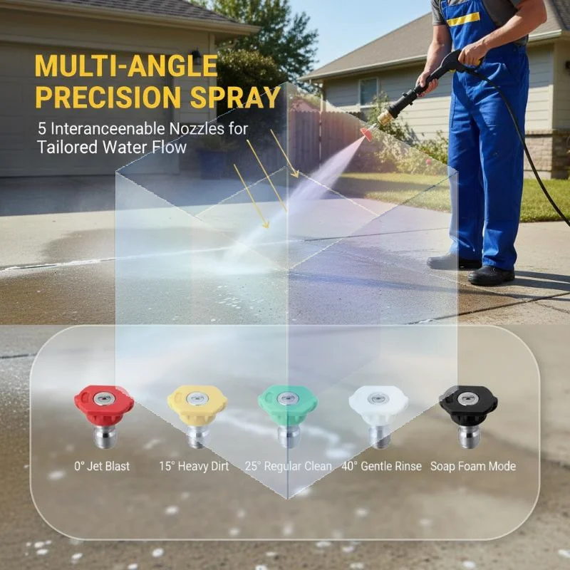 Anti Rust Pressure Washer Nozzle Tip Kit 5 Spray Angles 1/4 Inch Quick Connect 1/5/6Pcs for Fence Deck Cleaning