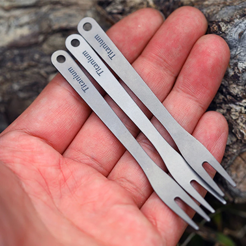 3PCS Titanium Toothpick Fruit Fork Self EDC Gadget for man woman Outdoor Camping Hunting Travel Tableware Picnic Gear Ta8151