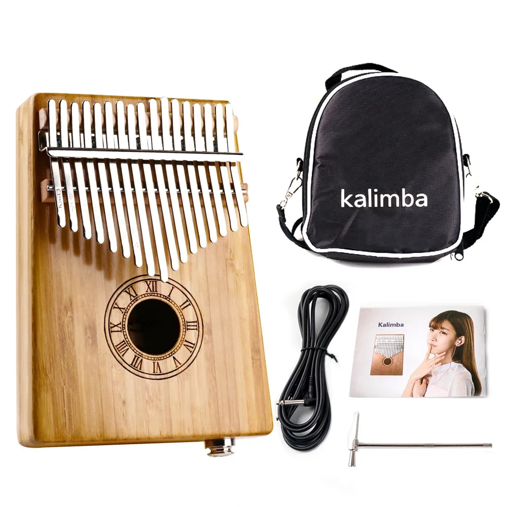 Drop Shipping Custom Logo Brand Musical Instruments C Tone 17 KEY Bamaboo Electric Thumb Piano Kalimba