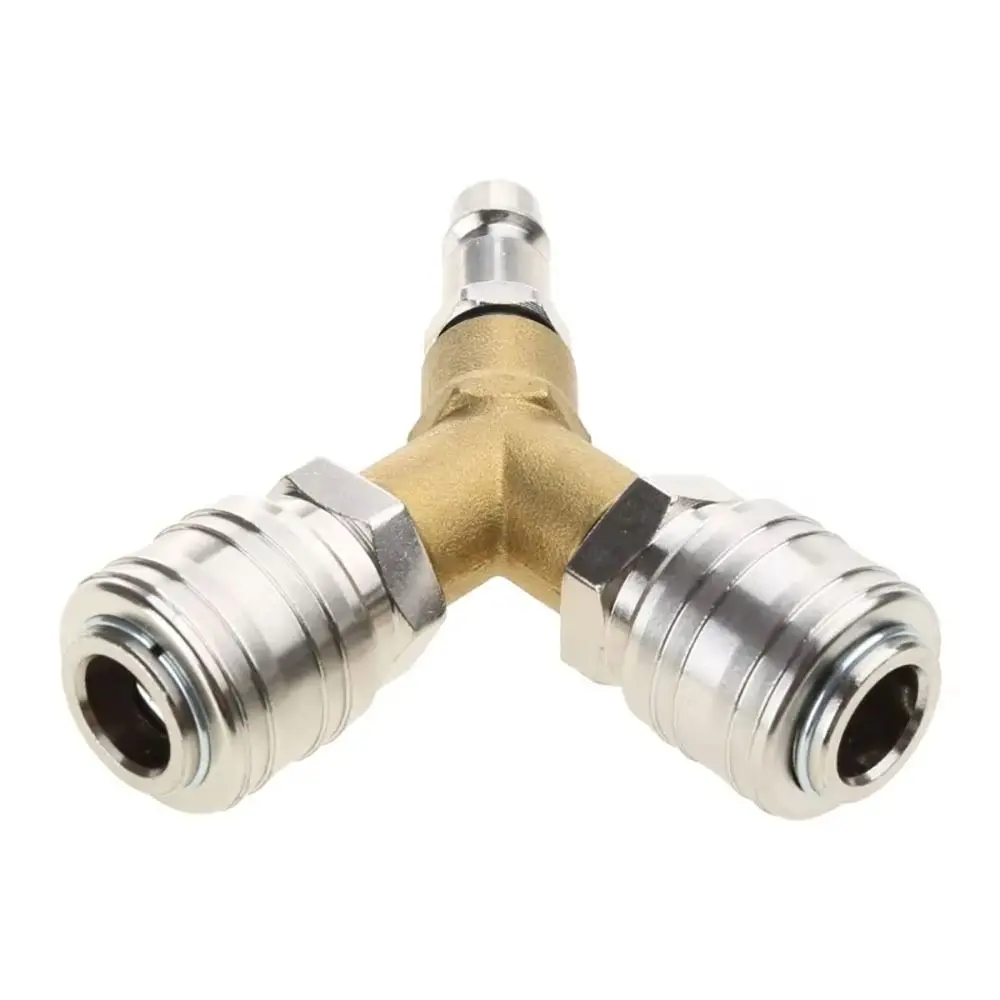 

1Pcs Iron-plated Nickel Tee Quick Connector 3 Ways Y Type German Style Pneumatic Quick Joint G1/4 Air Compressor Interface