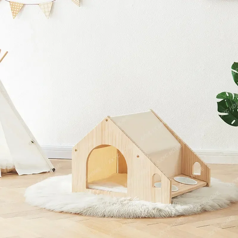 

Kennel Wooden Indoor Pet Nest Dog Cabin Villa Universal Small Dog Solid Wood Cat Nest