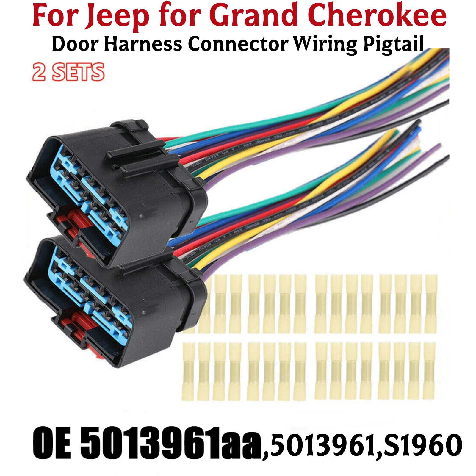 2Pcs For Jeep Door Harness Connector Wiring Pigtail Grand Cherokee WJ Wrangler 5013961AA For Cherokee 2004 Laredo Sport Utility