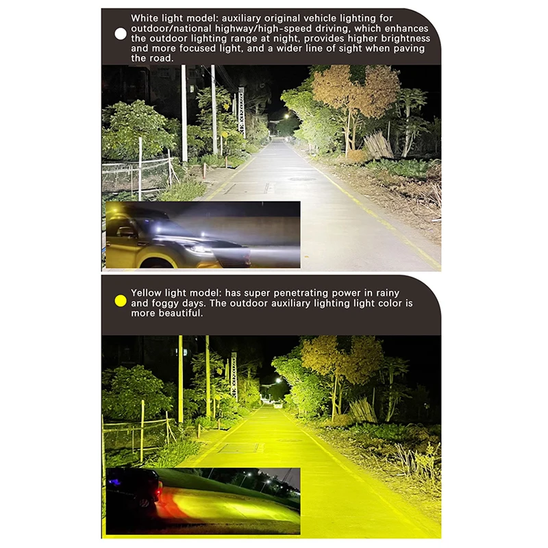 (YY) 1 قطعة 2025New أضواء السيارة أبيض أصفر LED جراب القيادة ضوء العمل للدراجات النارية شاحنة بيك اب الطرق الوعرة سقف رف أمتعة مصباح