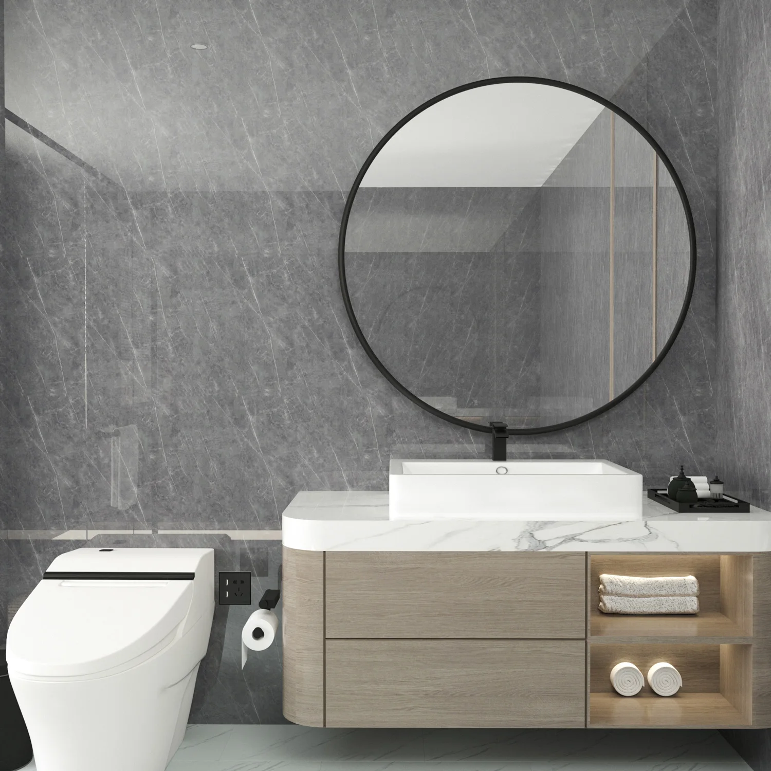 Grey Detachable Sticker Bedroom Living Room Backdrop Wall Decoration Waterproof Self-Adhesive Panel