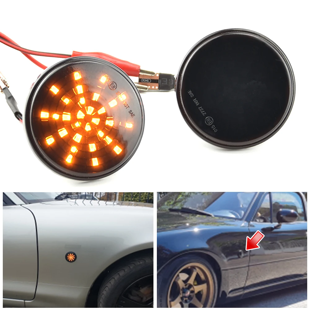 2 قطعة لمازدا MX5 MX-5 MK1 MK2 MK3 بدوره إشارة LED الجانب ماركر ضوء مكرر مصباح تدفق المؤشر 1989 1999 2000-2015 #3