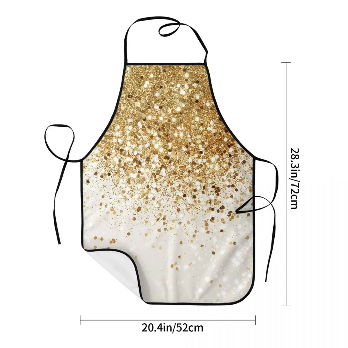 Gold Glam(Glitter) Apron Chef Cooking Cuisine Tablier Waterproof Bib Kitchen Cleaning Pinafore for Women Men Gardening