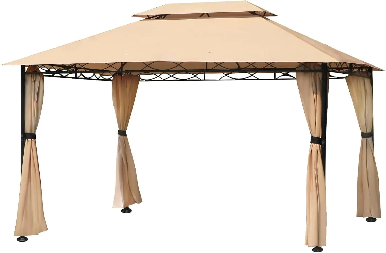 

Беседка FAB BASED 10'x13' для патио, наружный навес с двойным вентиляционным отверстием, занавесками и мешком для песка, палатка для наружного патио с волнистыми линиями, декабрь