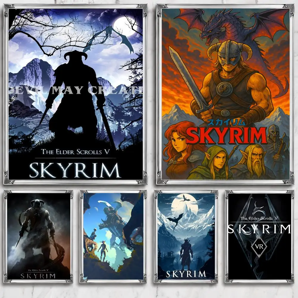 Game T-The Elder Scrolls V: Skyrim Immersive Story Poster HD Wall Decor for Bedroom Living Room Dorm Bar Cafe Gift