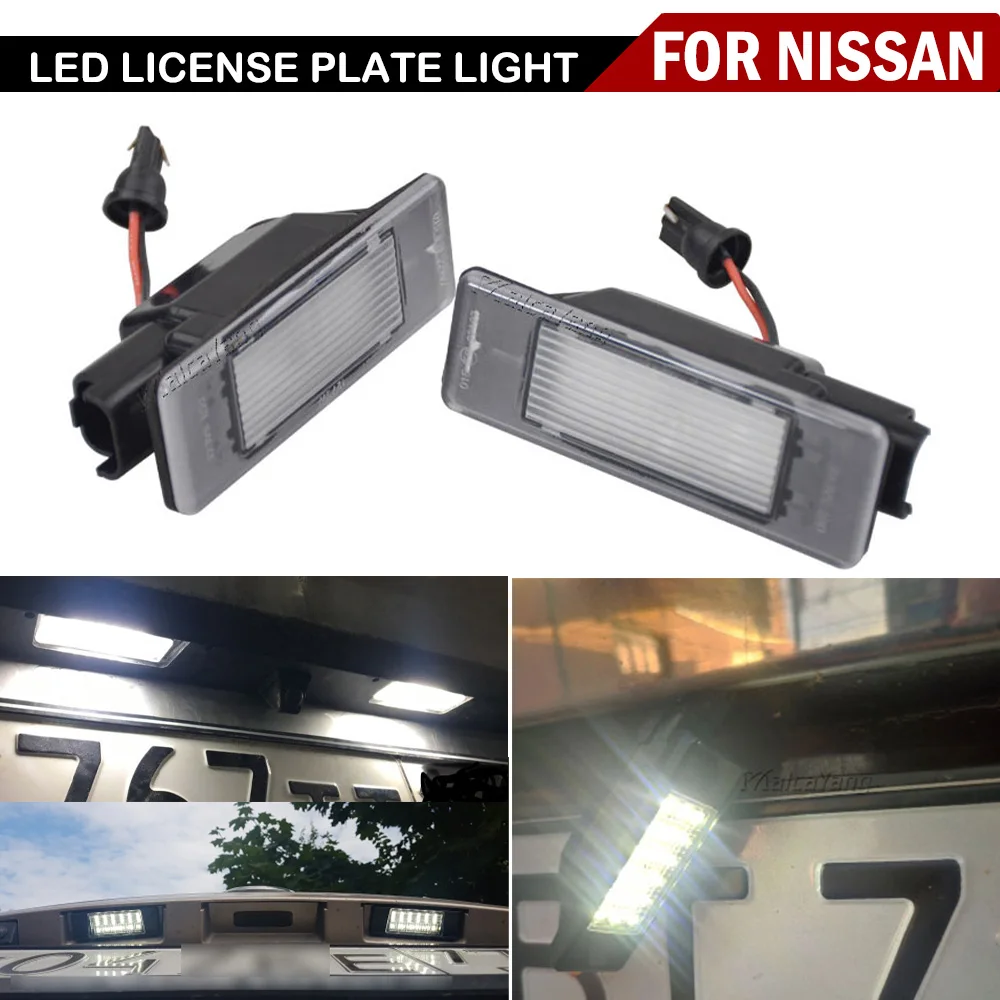 

Комплект из 2 белых светодиодных фонарей подсветки номерного знака без ошибок для Nissan X-Trail T30 T31 Qashqai J10 J11 Primera P12 Pathfinder R51 Juke F15