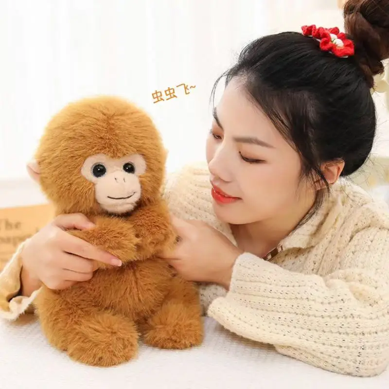 Jouet en peluche singe doré doux pour garçons et filles, toucher doux, macaque, beurre, mignon, animal en peluche, cadeaux d'anniversaire, 25 cm, 35cm