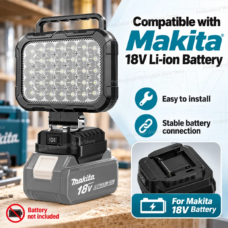 For Makita 18V Battery Light Tool Accessories 5/8 Inch LED Working Light Lamp Flashlight Torch Spotlight Emergency Tool Light