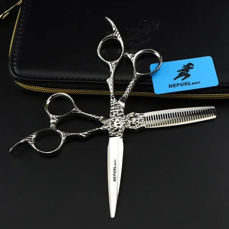 

Professional JP440c steel 6 '' green gem hair scissors cutting barber tools Tiger haircut thinning shears hairdresser scissors