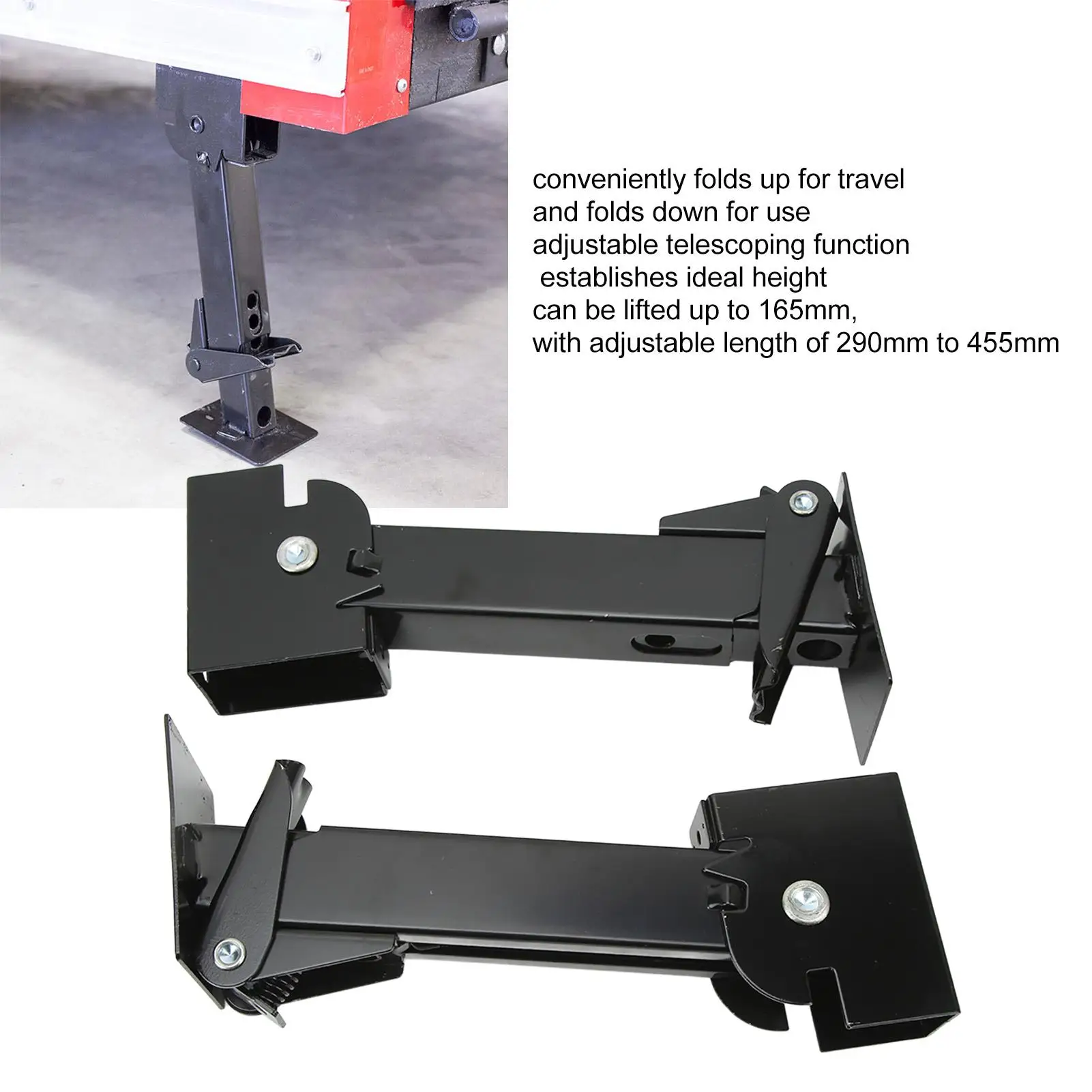 Telescoping For Trailer Jack Support with 650lb Capacity   Wear Resistant & High Strength