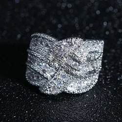 Europe and The United States Fashion Sparkling Geometric Winding Ring Ladies Exquisite Luxury Party Jewelry Accessories