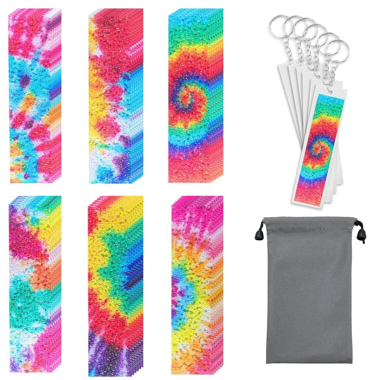 36 Sensory Strips Stickers Kit Include 36 Pcs Calm Strips Anxiety Sensory Stickers with Bag and 6 Keychain Fidget Textured Strip