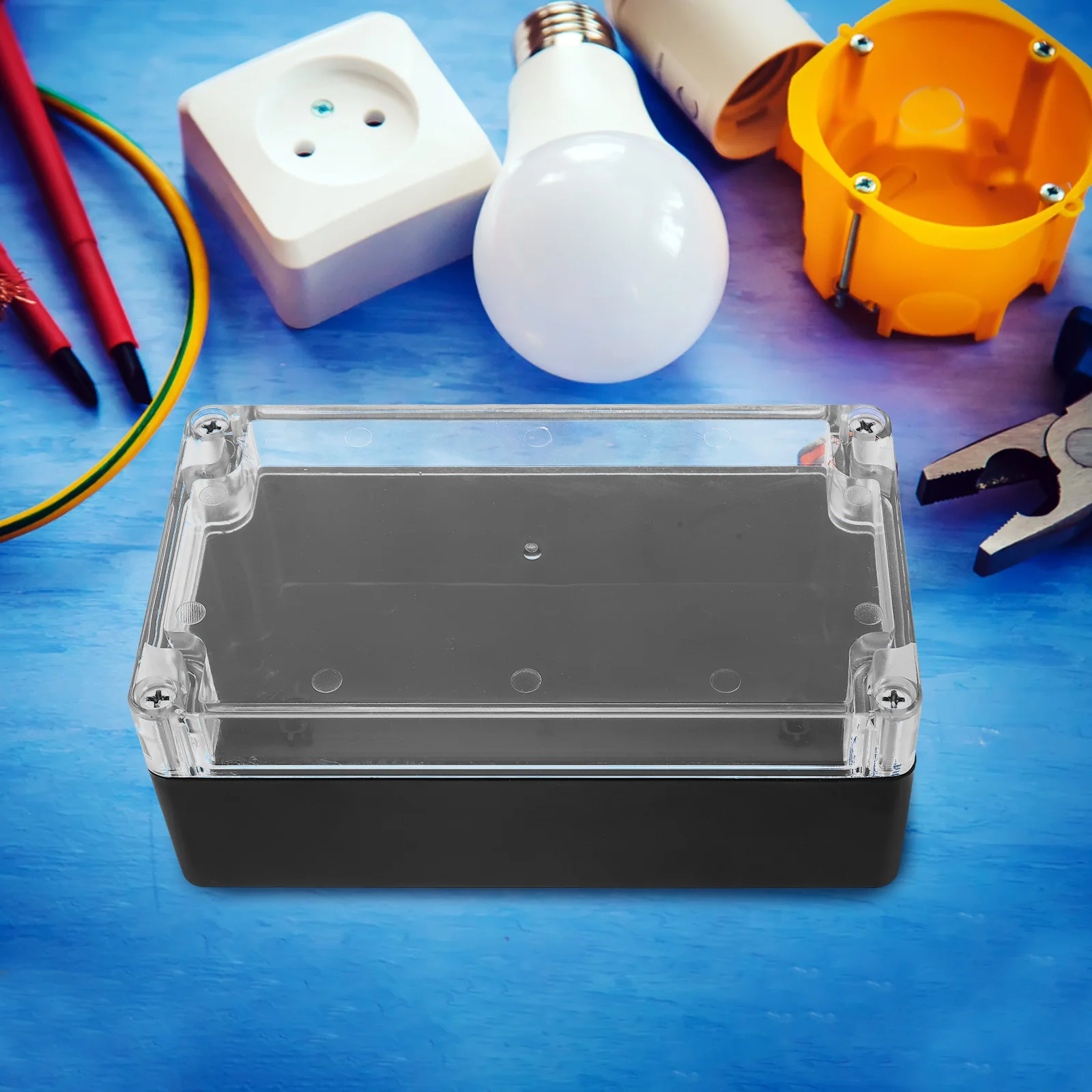 

Waterproof Junction Weatherproof Electrical Transparent Cover Outdoor Enclosure Electronics Cable Management Black Plastic Box