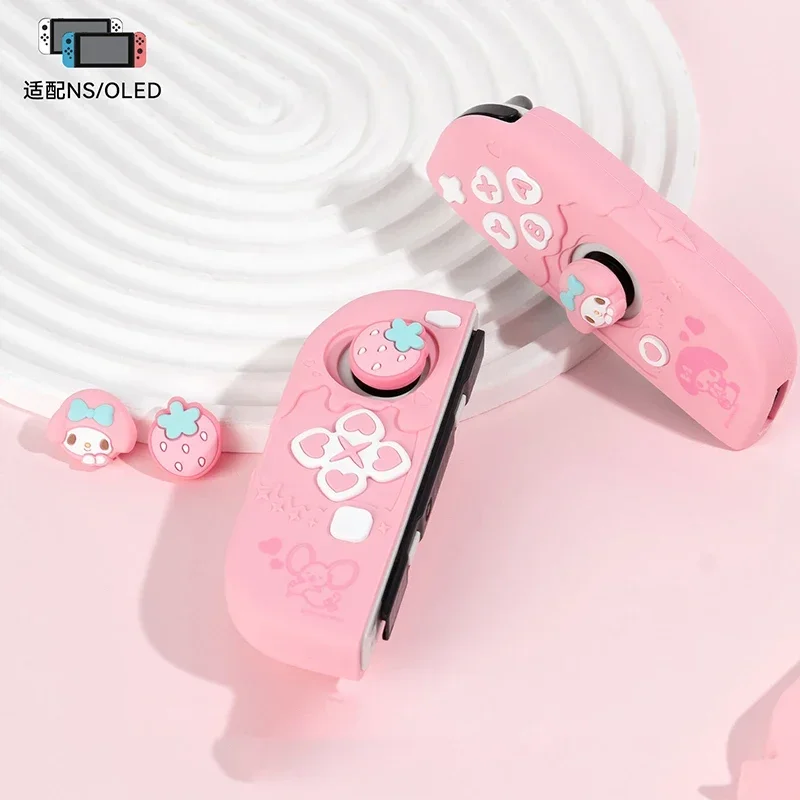 

Anime Sanrio Kuromi Pochacco Cinnamoroll Figure Switch Ns/oled Handle Protective Case Anti-fall Digital Cute Accessories Decor