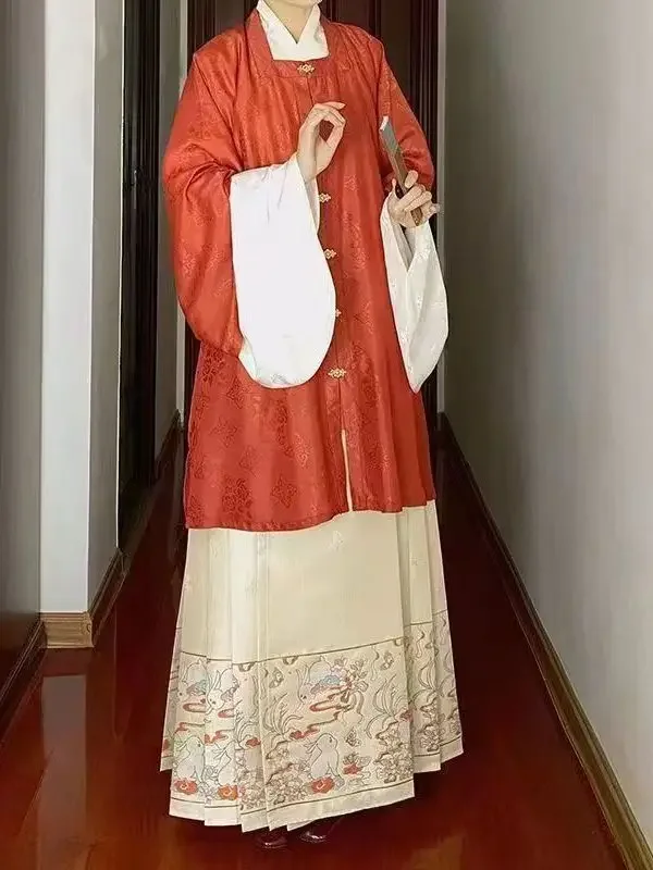 Retro Skirt Chinese Style Cosplay Costume Ming Dynasty Printed Horse Face Skirt Hanfu New Chinese Mid Length Antique Dress