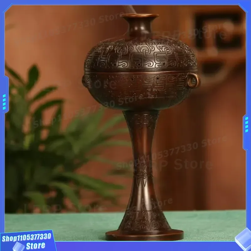 Retro Copper Incense Burner with Panchi Pattern High End Aromatherapy Holder for Sandalwood Plate Zen Home Decor Ornament