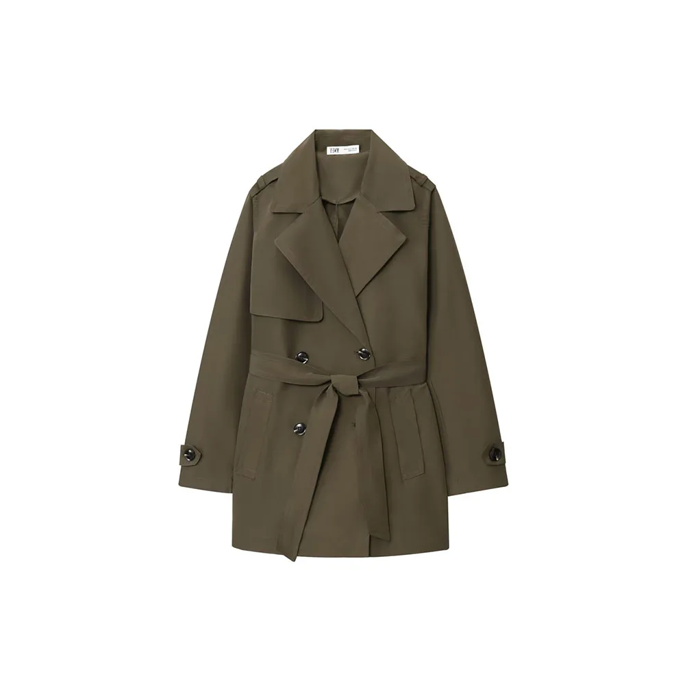 

Осенняя новая женская свободная повседневная гидрофобная ветрозащитная двубортная ветровка с длинными рукавами и лацканами